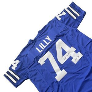 BOB LILLY HOF '80 Autographed Blue Jersey Mr. Cowboy Dallas Cowboys Beckett COA